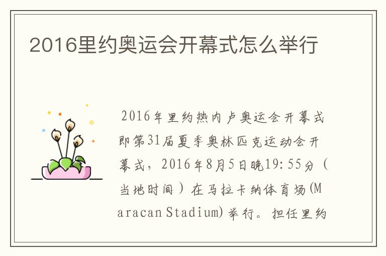 2016里约奥运会开幕式怎么举行