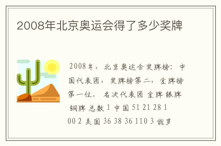 2008年北京奥运会得了多少奖牌