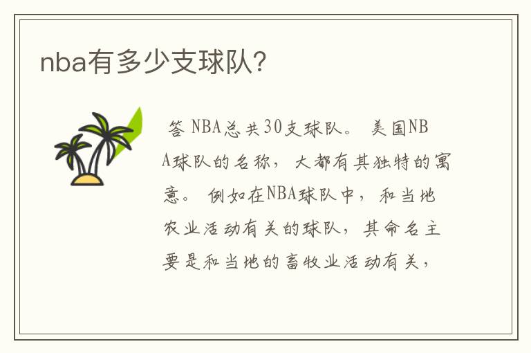 nba有多少支球队？