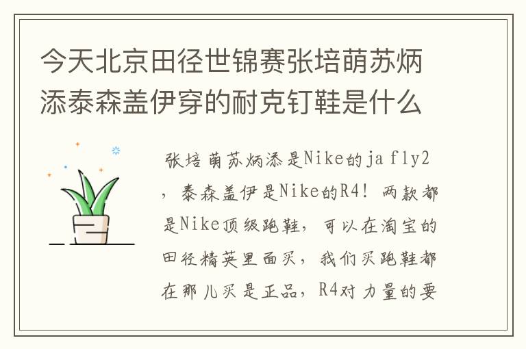 今天北京田径世锦赛张培萌苏炳添泰森盖伊穿的耐克钉鞋是什么型号的急求