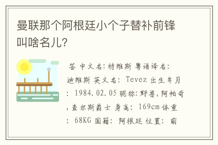 曼联那个阿根廷小个子替补前锋叫啥名儿？