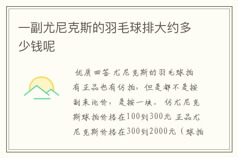 一副尤尼克斯的羽毛球排大约多少钱呢