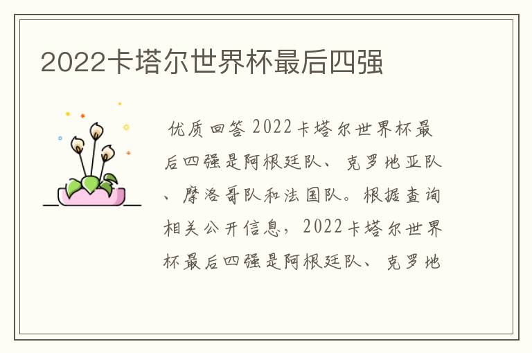 2022卡塔尔世界杯最后四强