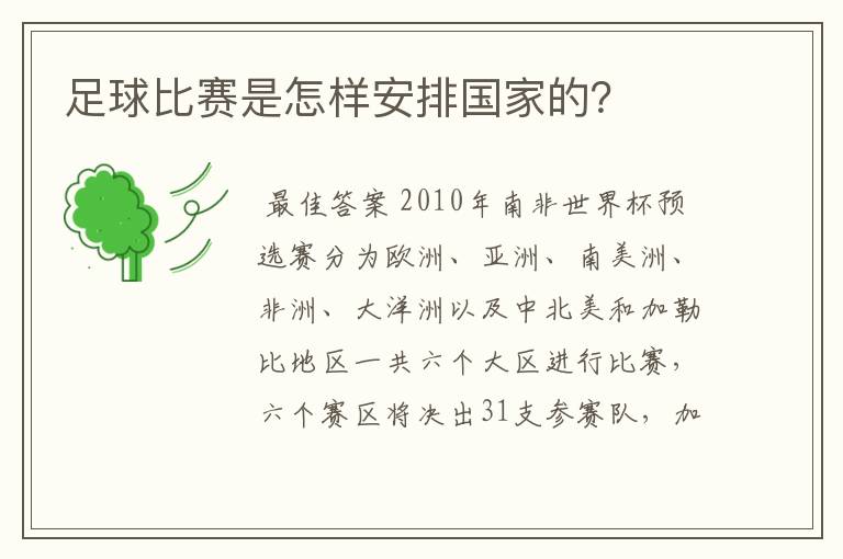 足球比赛是怎样安排国家的？