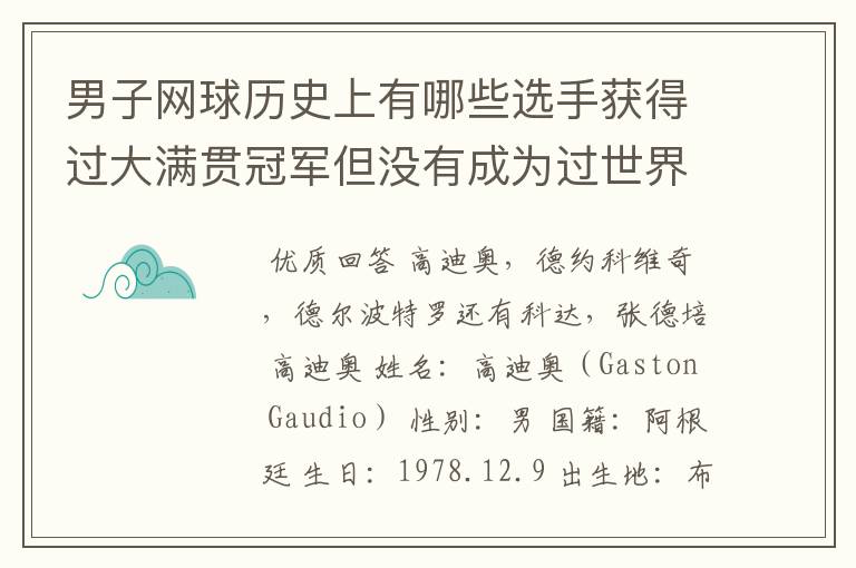 男子网球历史上有哪些选手获得过大满贯冠军但没有成为过世界排名第一的选手？