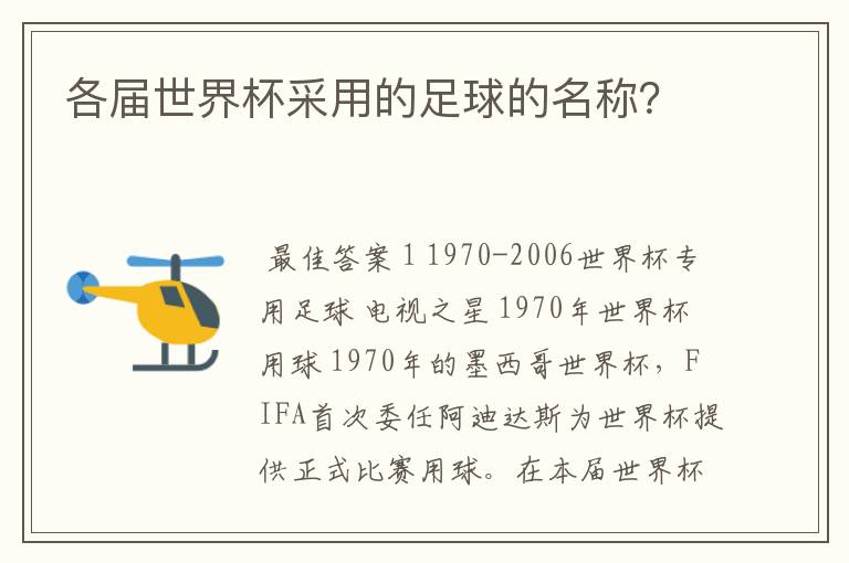 各届世界杯采用的足球的名称？