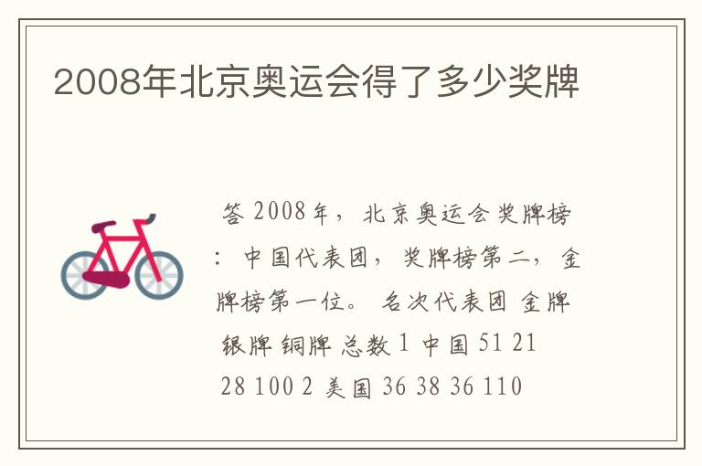 2008年北京奥运会得了多少奖牌