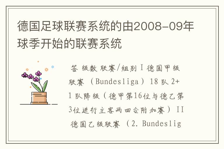 德国足球联赛系统的由2008-09年球季开始的联赛系统