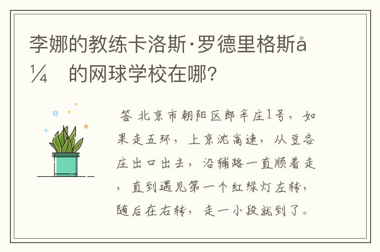 李娜的教练卡洛斯·罗德里格斯开的网球学校在哪?