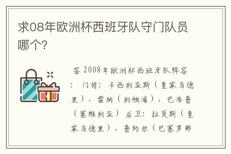 求08年欧洲杯西班牙队守门队员哪个？