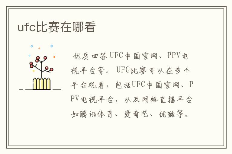 ufc比赛在哪看