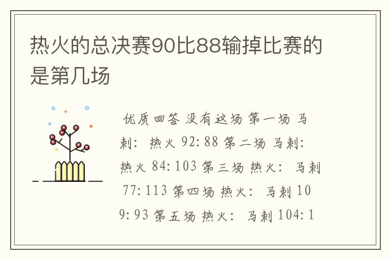 热火的总决赛90比88输掉比赛的是第几场