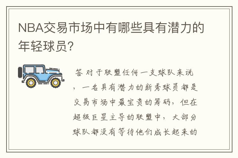 NBA交易市场中有哪些具有潜力的年轻球员？