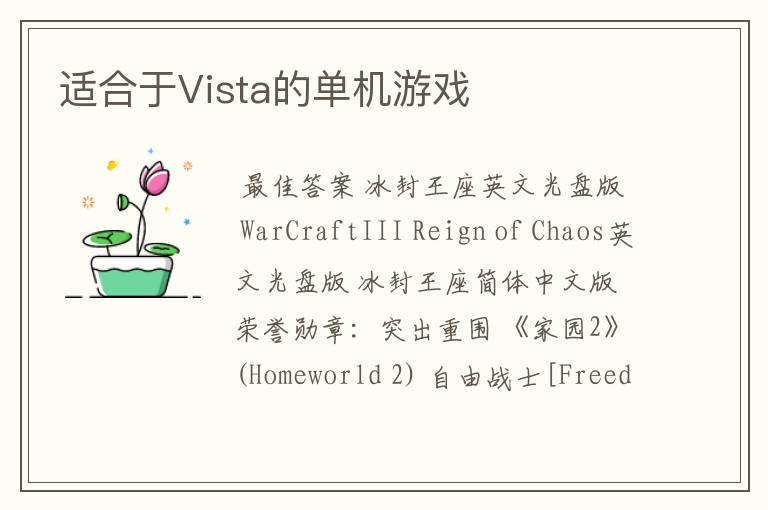 适合于Vista的单机游戏