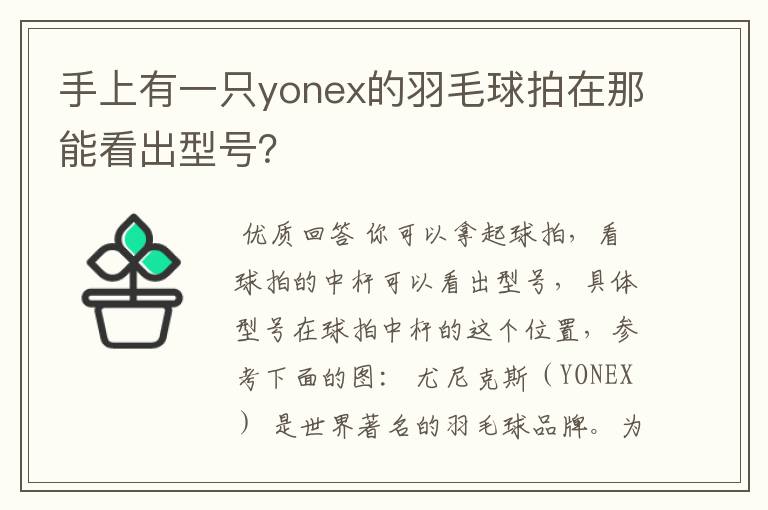 手上有一只yonex的羽毛球拍在那能看出型号？