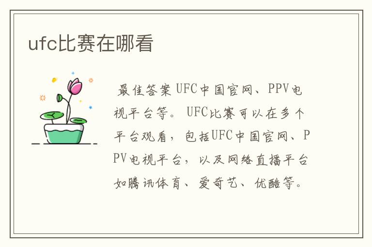 ufc比赛在哪看