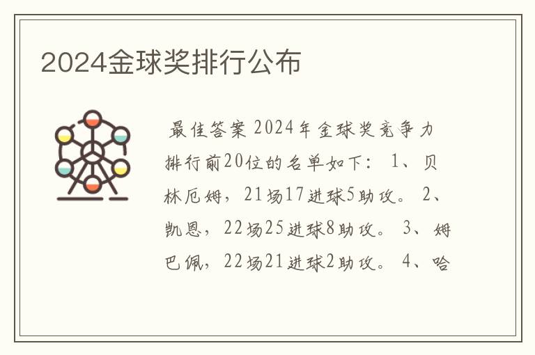 2024金球奖排行公布