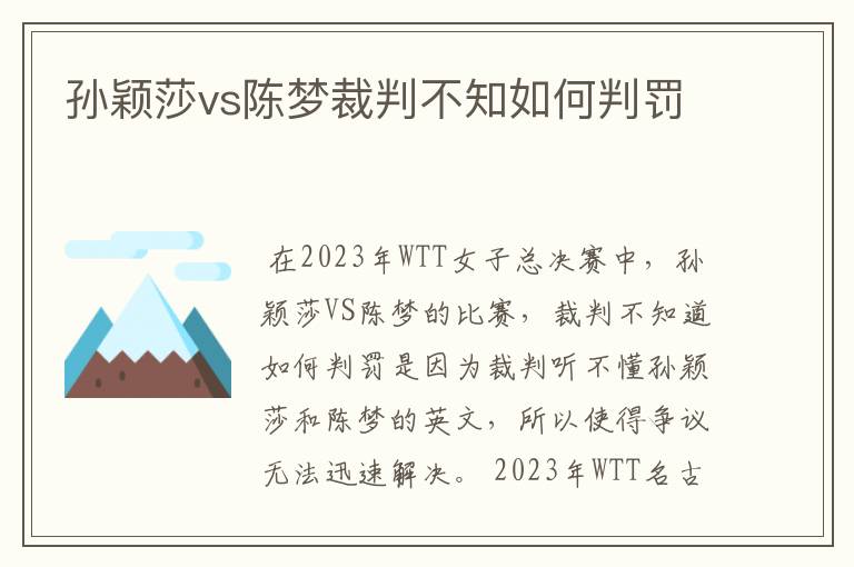 孙颖莎vs陈梦裁判不知如何判罚