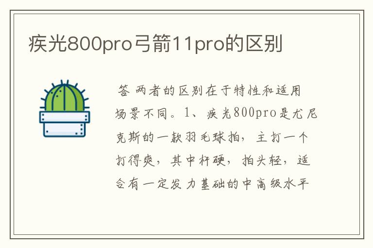 疾光800pro弓箭11pro的区别