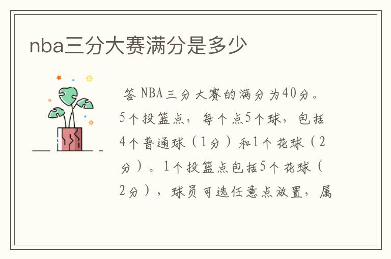 nba三分大赛满分是多少