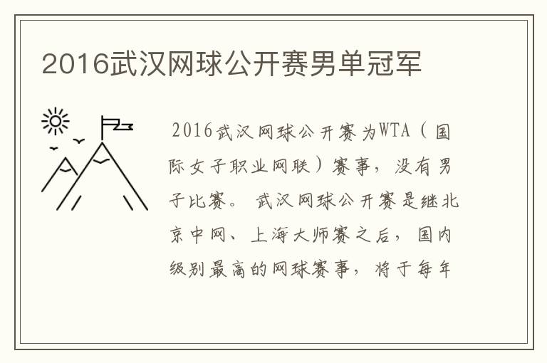 2016武汉网球公开赛男单冠军