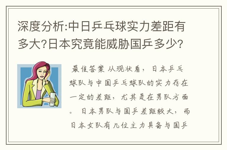 深度分析:中日乒乓球实力差距有多大?日本究竟能威胁国乒多少?