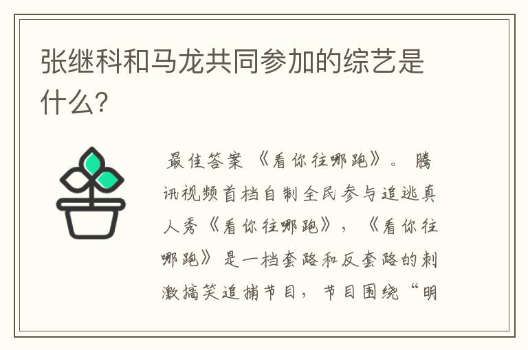 张继科和马龙共同参加的综艺是什么？