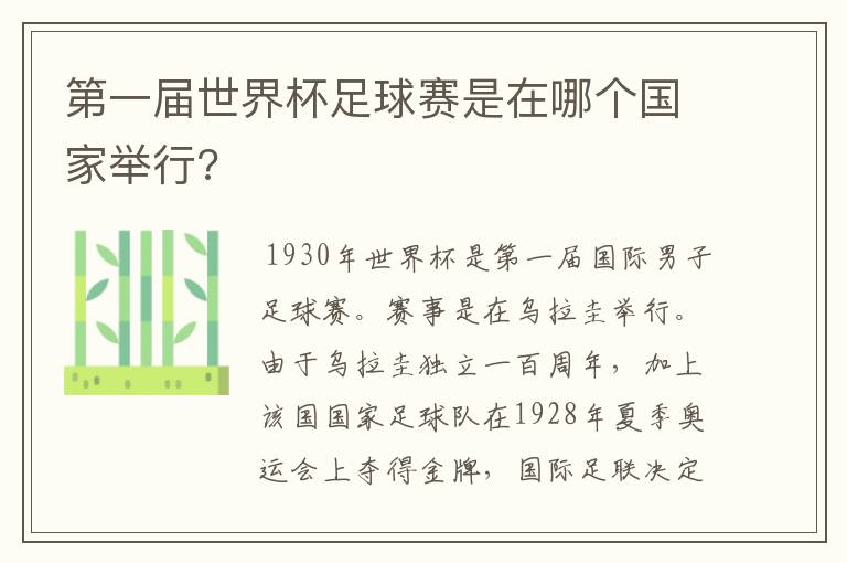 第一届世界杯足球赛是在哪个国家举行?