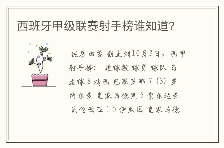 西班牙甲级联赛射手榜谁知道?