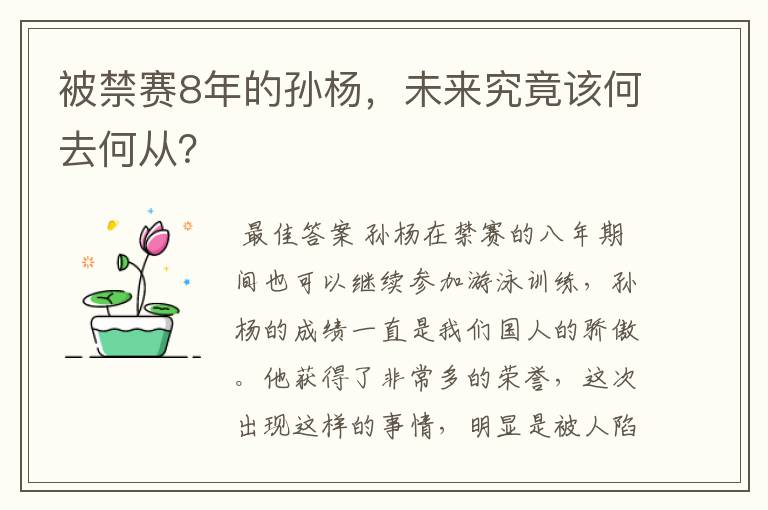 被禁赛8年的孙杨，未来究竟该何去何从？