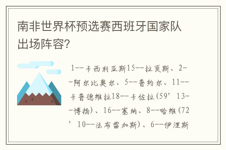 南非世界杯预选赛西班牙国家队出场阵容？