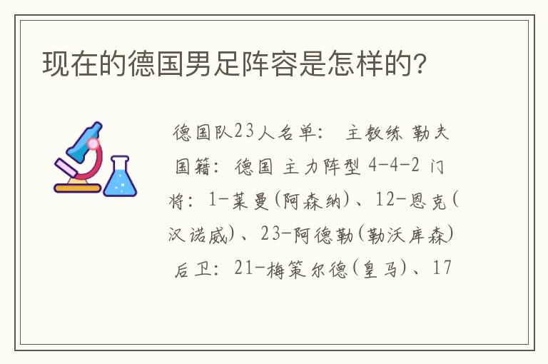 现在的德国男足阵容是怎样的?