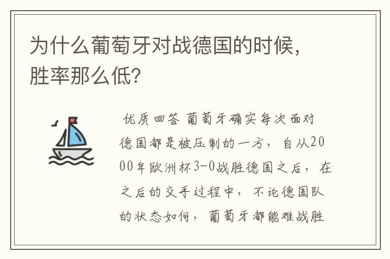 为什么葡萄牙对战德国的时候，胜率那么低？