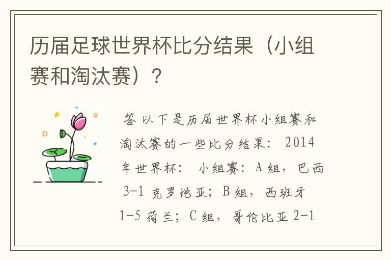 历届足球世界杯比分结果（小组赛和淘汰赛）？