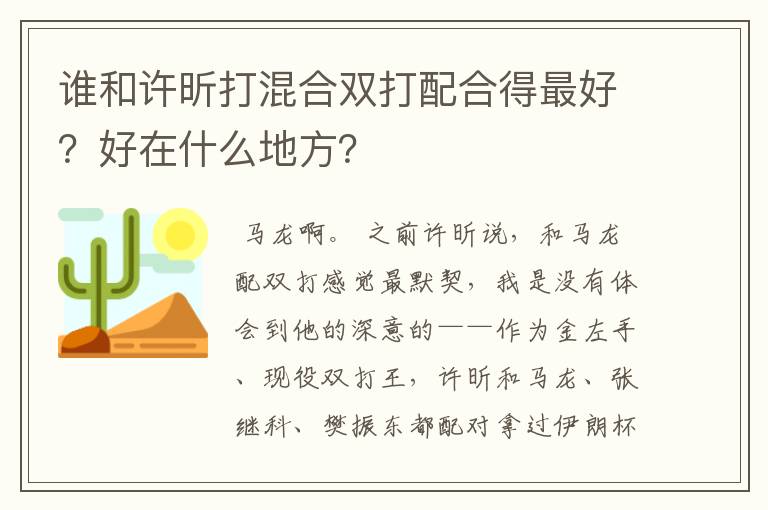 谁和许昕打混合双打配合得最好？好在什么地方？