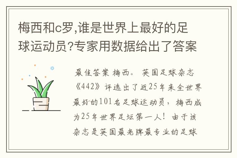 梅西和c罗,谁是世界上最好的足球运动员?专家用数据给出了答案