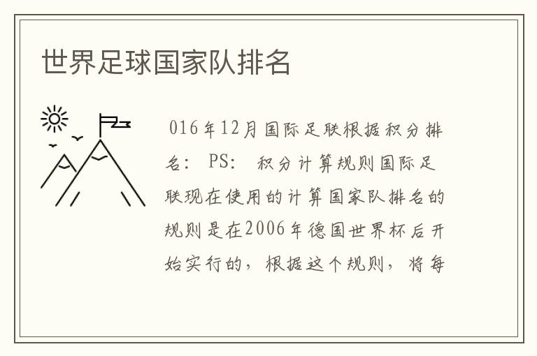 世界足球国家队排名