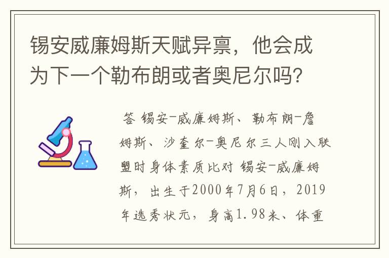 锡安威廉姆斯天赋异禀，他会成为下一个勒布朗或者奥尼尔吗？