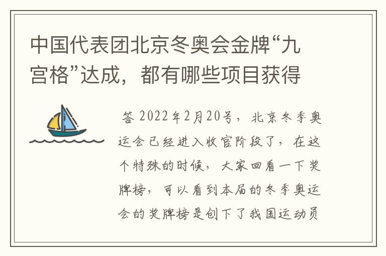 中国代表团北京冬奥会金牌“九宫格”达成，都有哪些项目获得了奖牌？