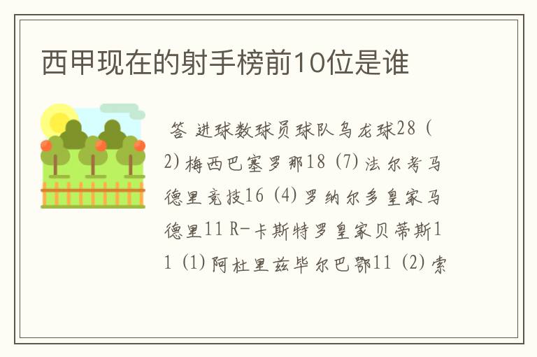 西甲现在的射手榜前10位是谁