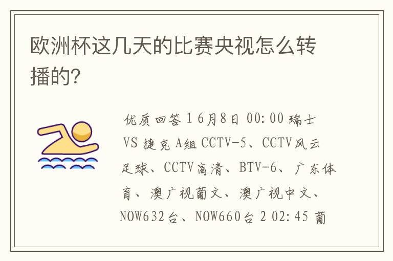 欧洲杯这几天的比赛央视怎么转播的？