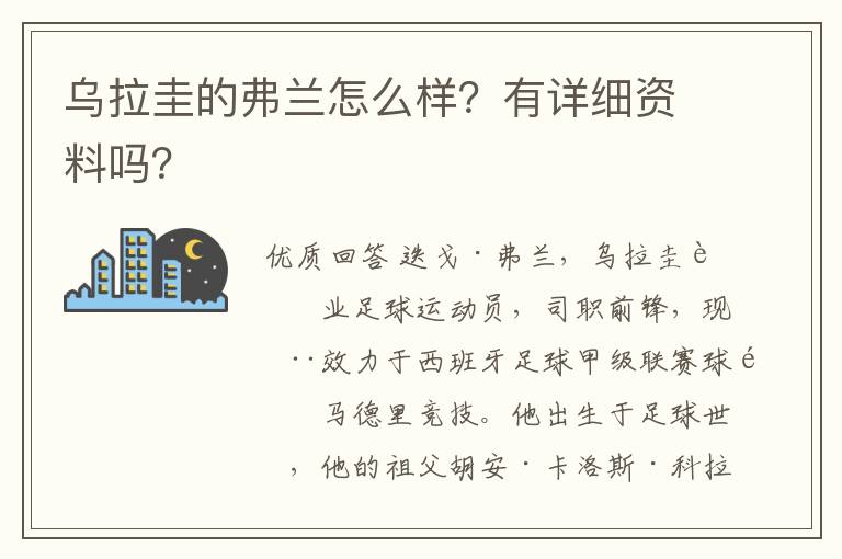 乌拉圭的弗兰怎么样？有详细资料吗？