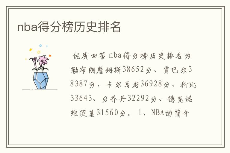 nba得分榜历史排名