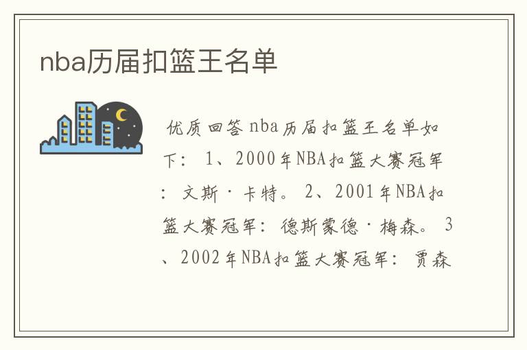 nba历届扣篮王名单