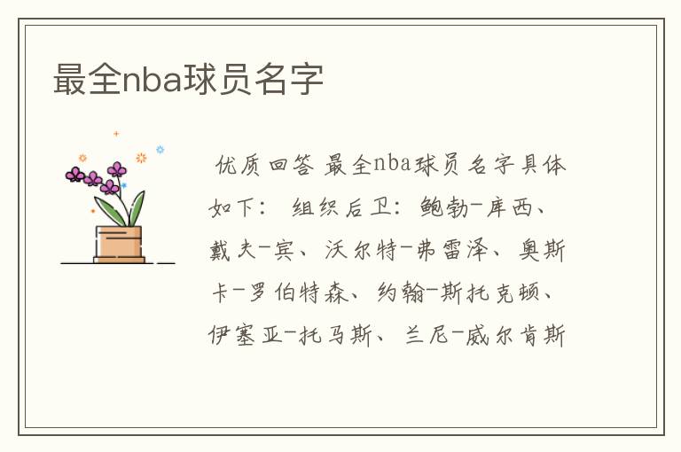 最全nba球员名字