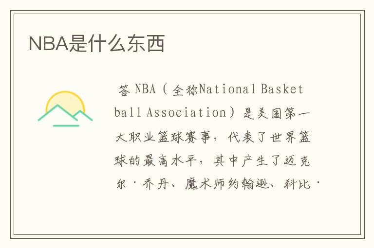 NBA是什么东西