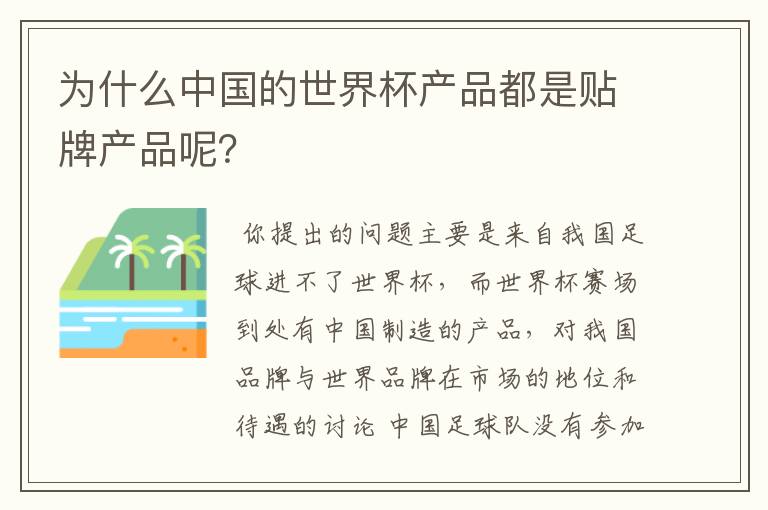 为什么中国的世界杯产品都是贴牌产品呢？