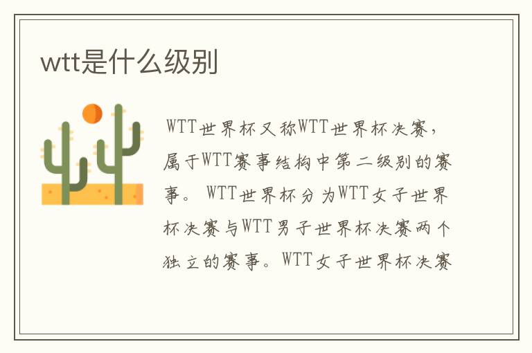 wtt是什么级别