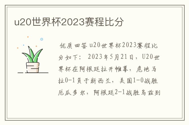 u20世界杯2023赛程比分