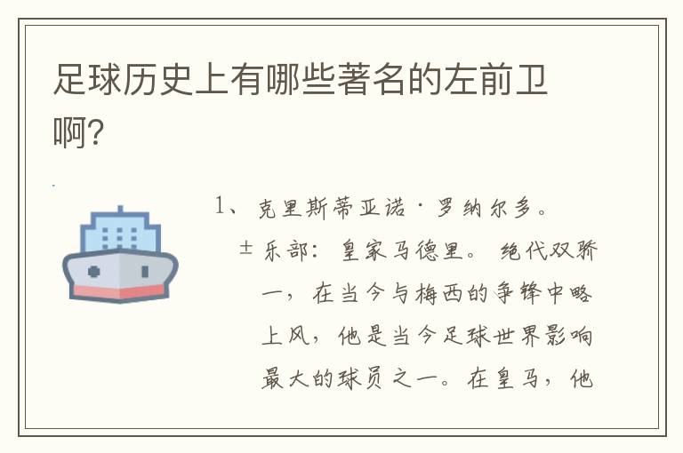 足球历史上有哪些著名的左前卫啊？